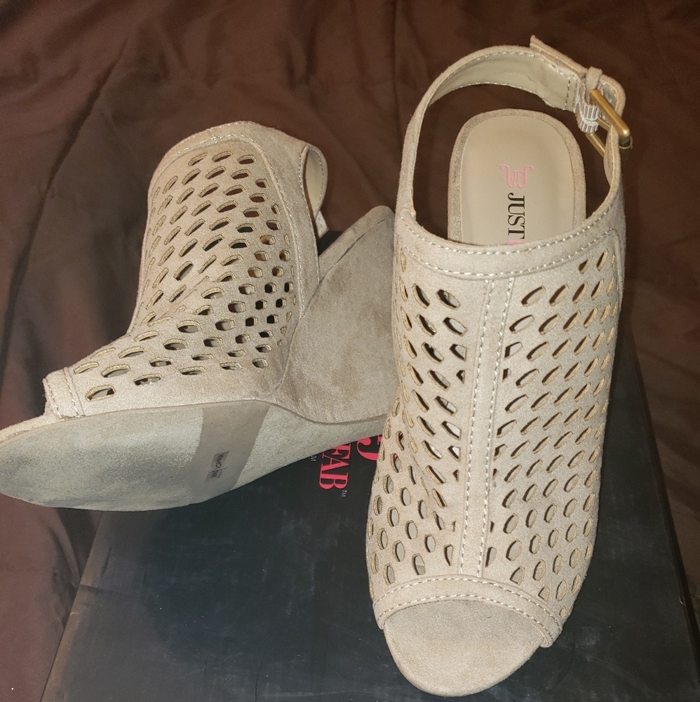 Taupe wedge heels